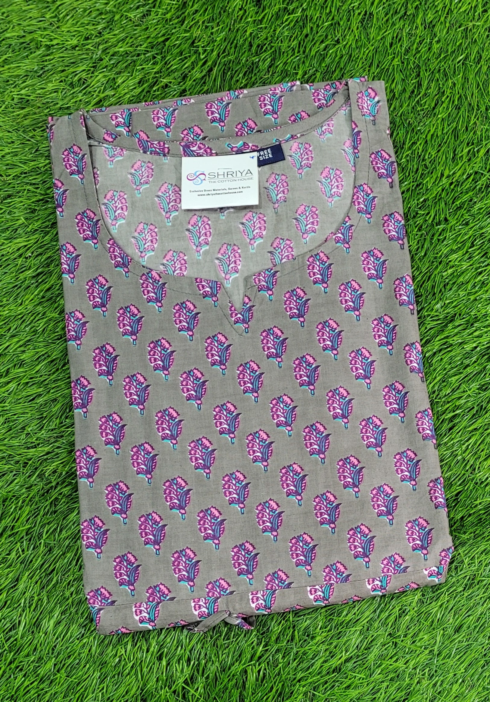 Premium quality printed designer cotton Kafthan Nighties - free size