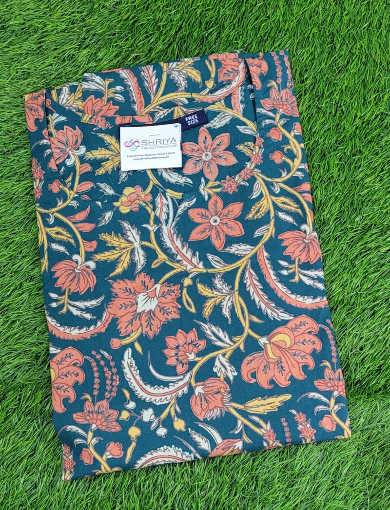 Premium quality printed designer cotton Kafthan Nighties - free size