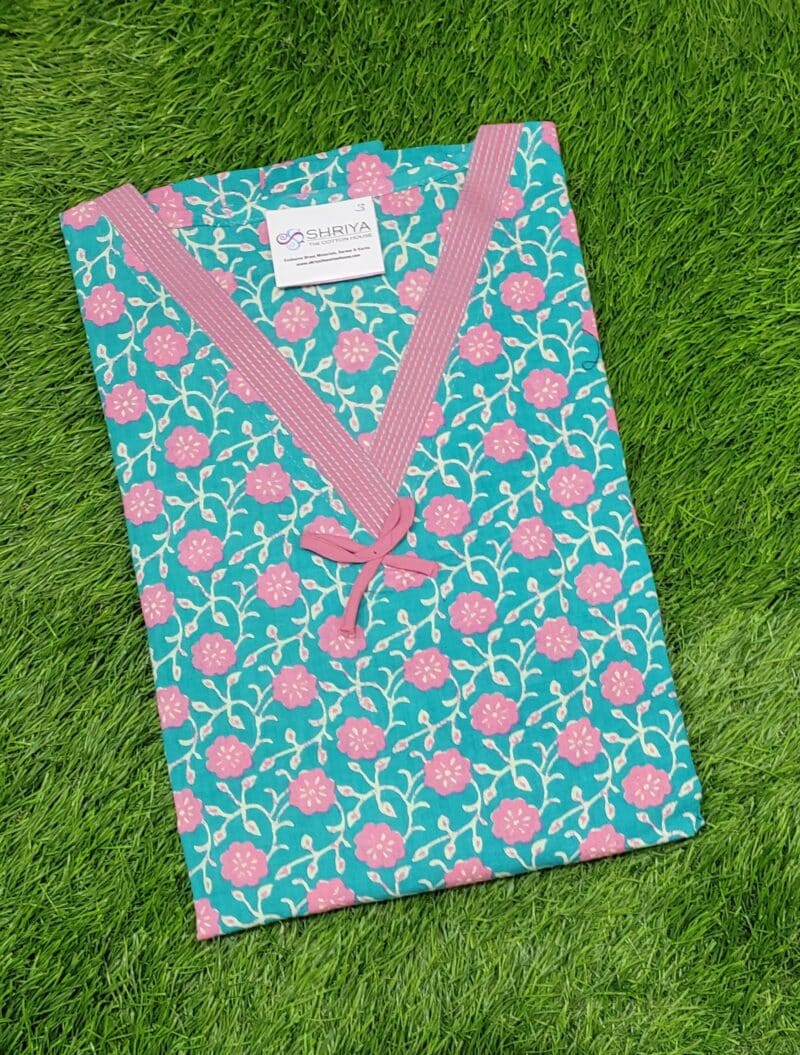 Premium quality printed designer cotton Kafthan Nighties - free size