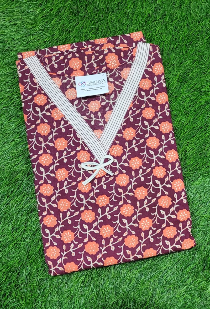 Premium quality printed designer cotton Kafthan Nighties - free size
