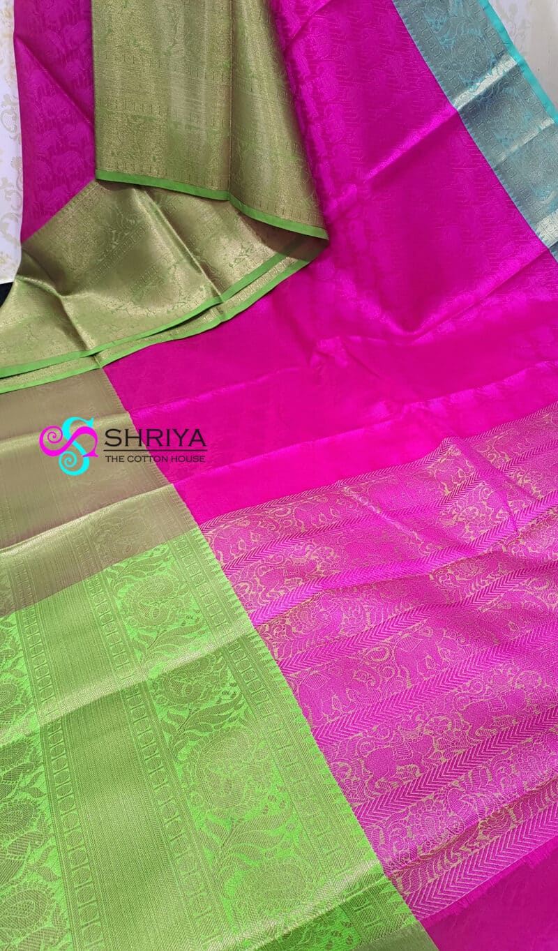 Very Rich and beautiful kora Benaras Silk Saree with a beautiful border and pallu - Image 2
