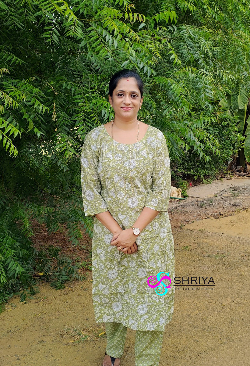 Fern- Handblock printed jaipur cotton top with a Printed bottom