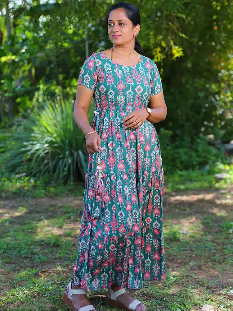 Printed muslin silk top with beautiful yoke