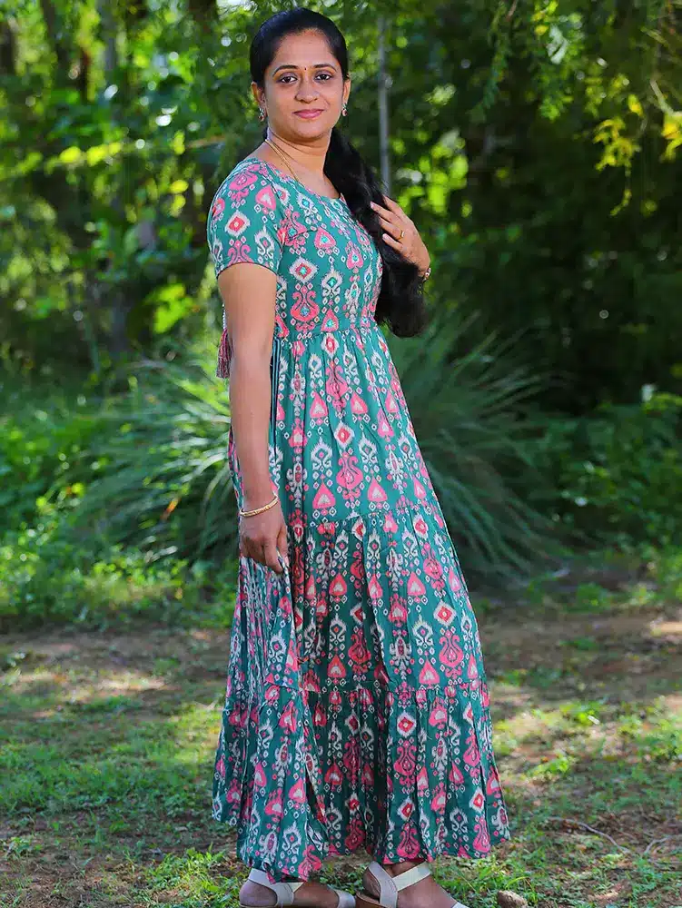 Printed muslin silk top with beautiful yoke - Image 3