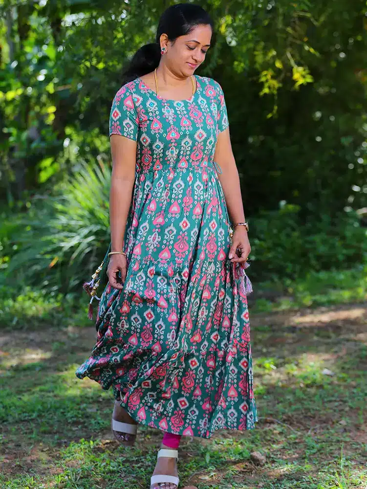 Printed muslin silk top with beautiful yoke - Image 4