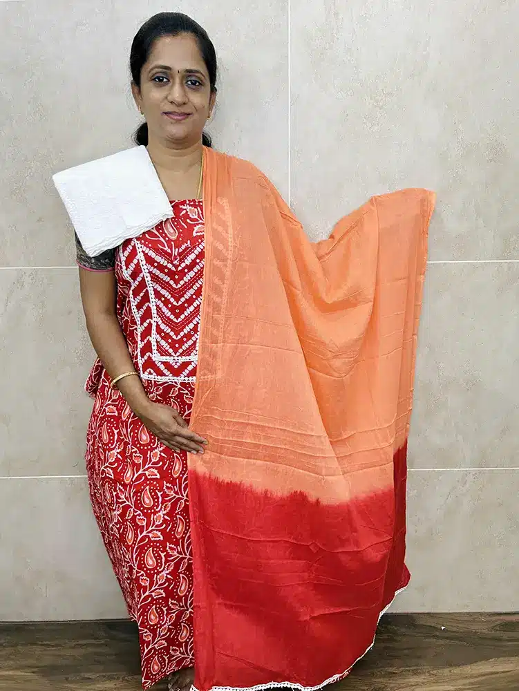 Premium quality pure cotton top paired with a cotton dupatta and acoba embroidered cotton bottom