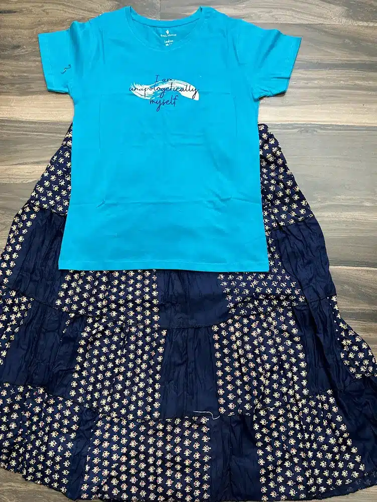Cotton T shirts with Rayon skirts