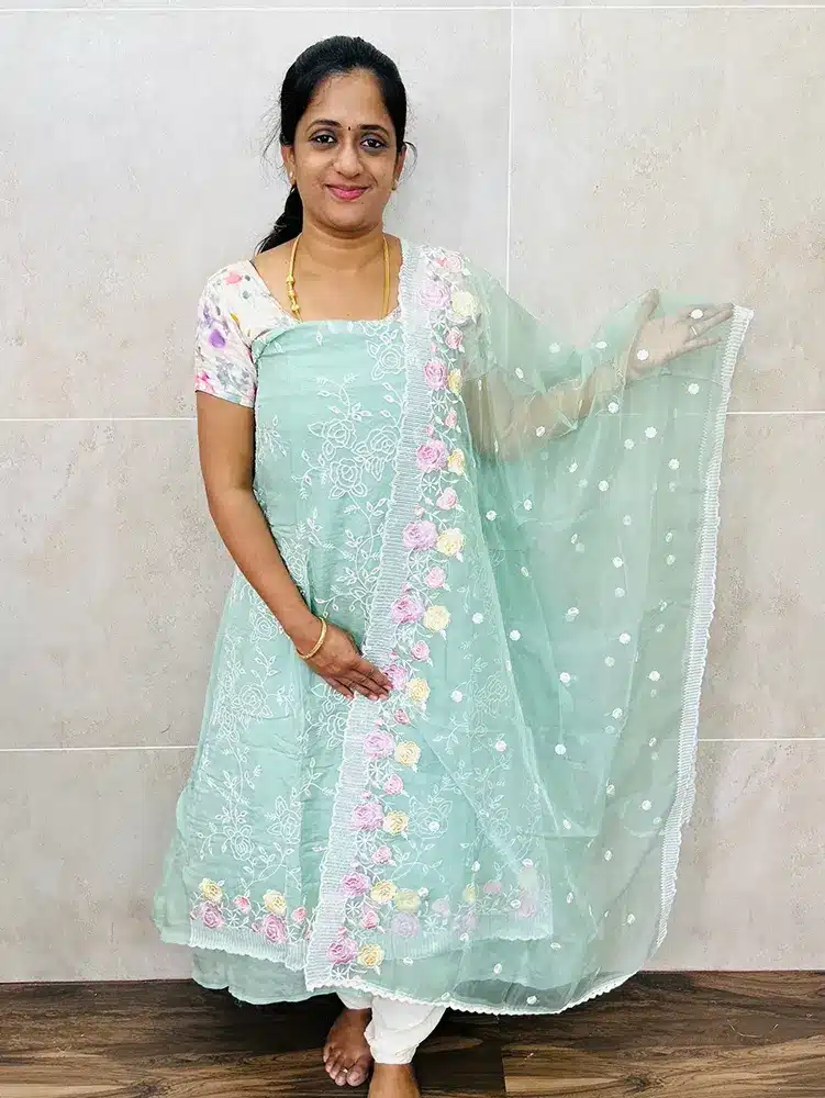 Pure organza top with allover embroidery paired with embroidered organza dupatta and silk bottom (lining included)
