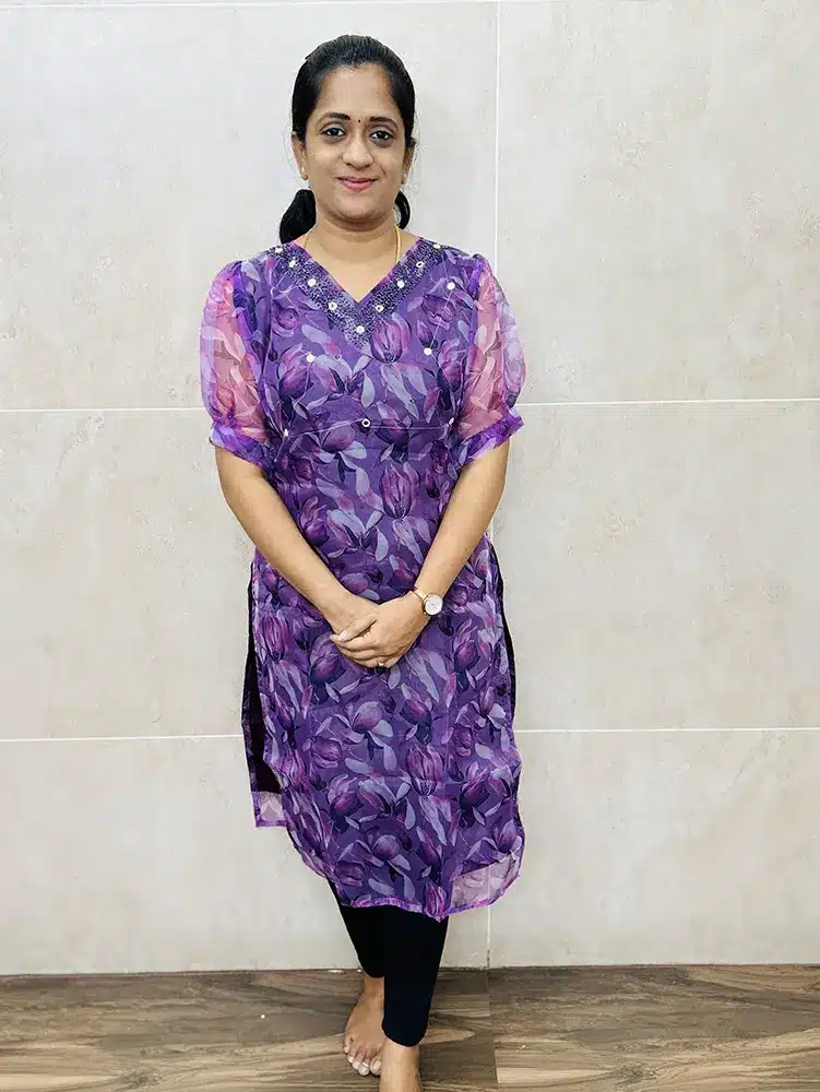 Ready to wear Digital printed Organza top with handworked yoke