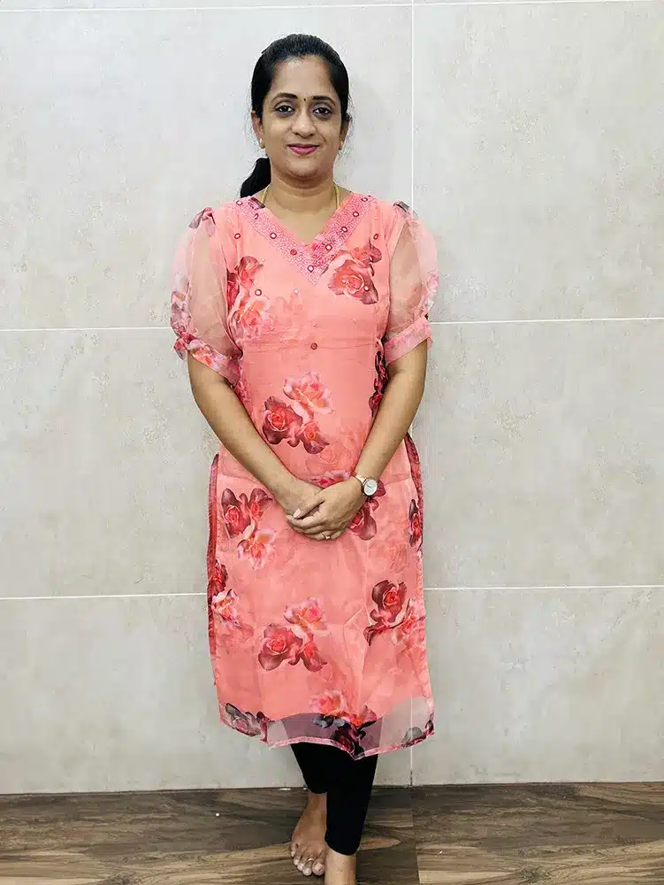 Ready to wear Digital printed Organza top with handworked yoke