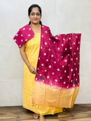 Semi tussar top with semi tussar dupatta and semi tussar bottom