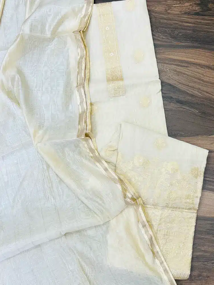 Soft Chanderi silk top with soft chanderi silk dupatta and cotton silk bottom - Image 2