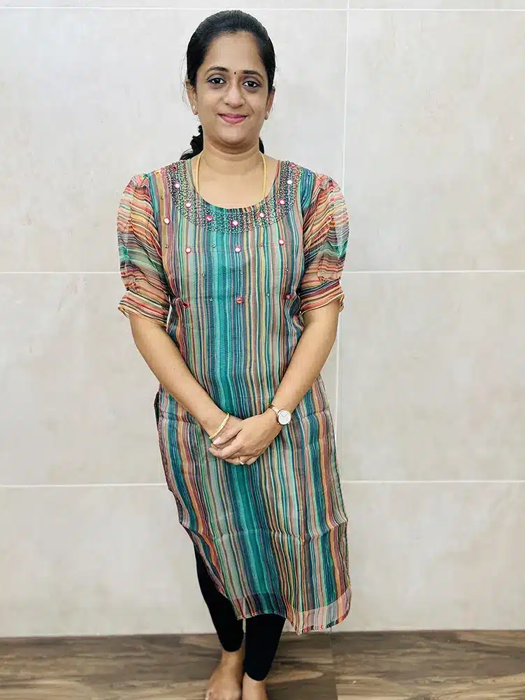 Ready to wear Digital printed Organza top with handworked yoke