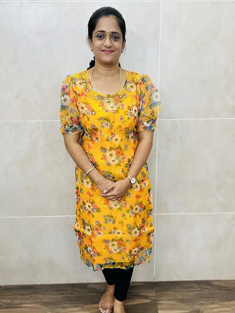 Ready to wear Digital printed Organza top with handworked yoke