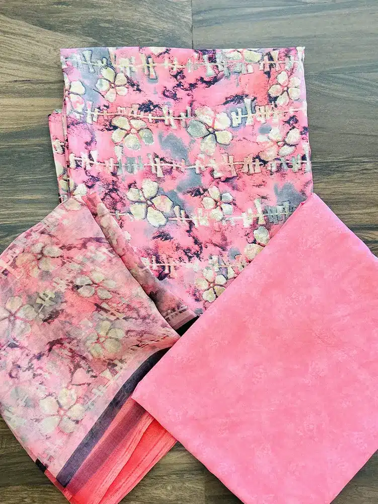 Printed crepe top with printed chiffon dupatta and printed crepe bottom