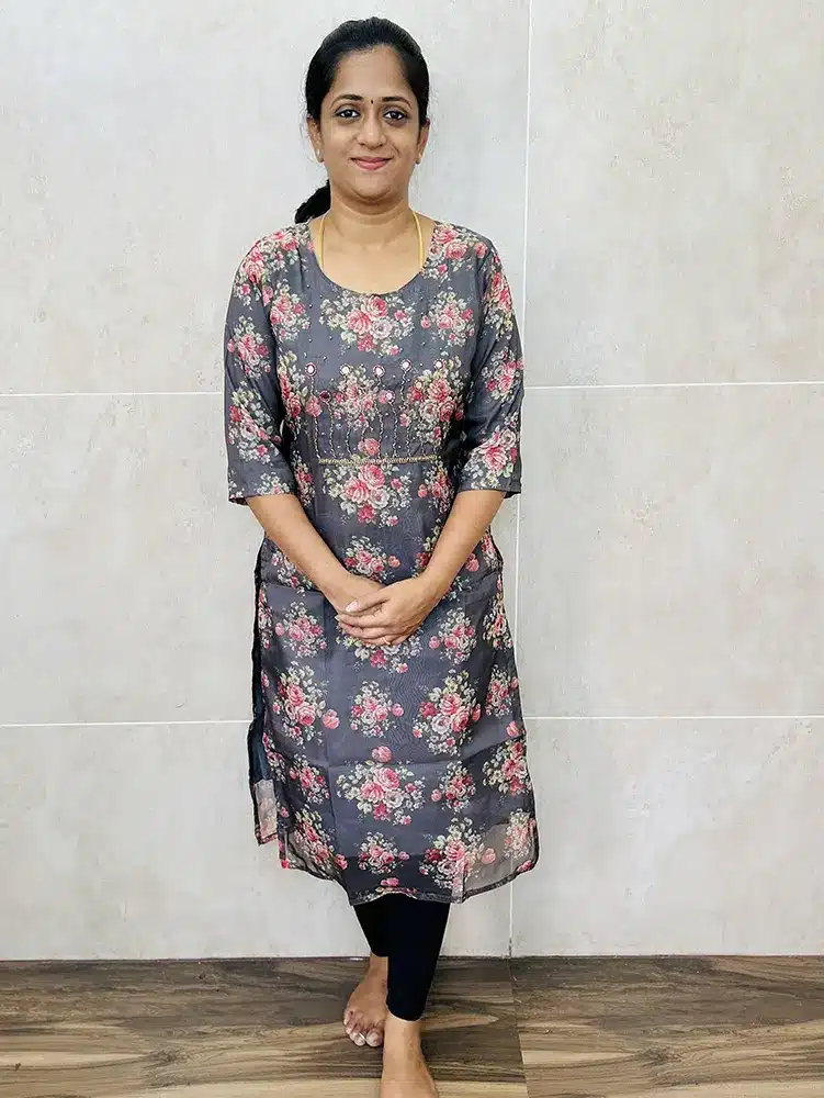 Ready to wear Digital printed Organza top with handworked yoke