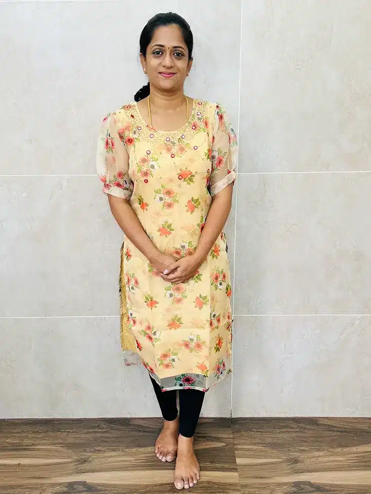 Ready to wear Digital printed Organza top with handworked yoke