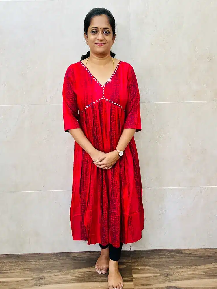 Shibori dyed Rayon Kurtis with mirror worked yoke (Alia Cut Pattern)