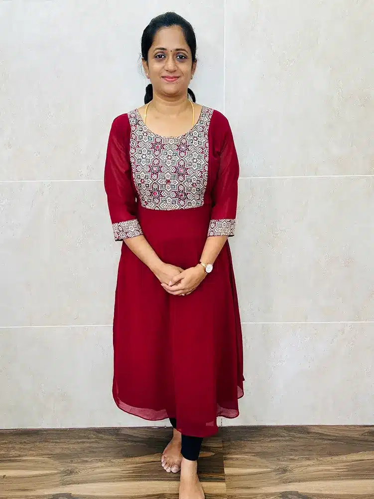 Ready to wear Georgette Kurtis with mirror and handworked yoke