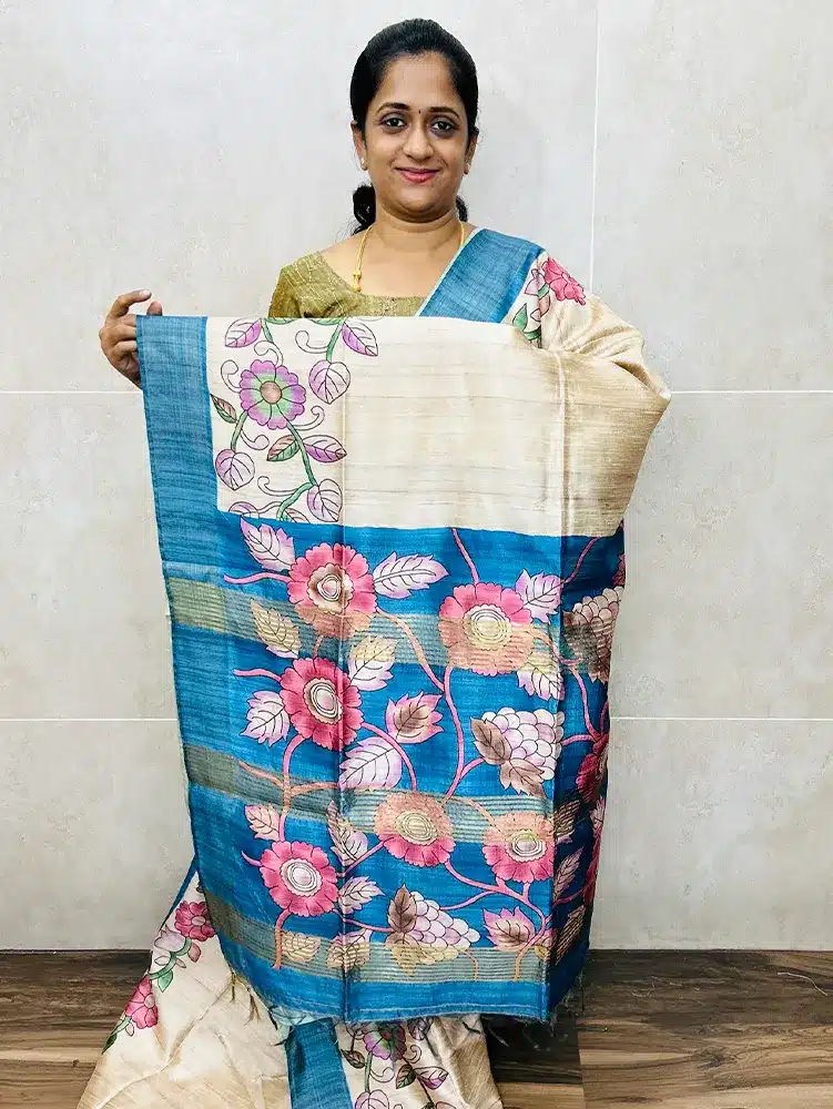 Printed semi tussar saree with semi tussar blouse - Image 2