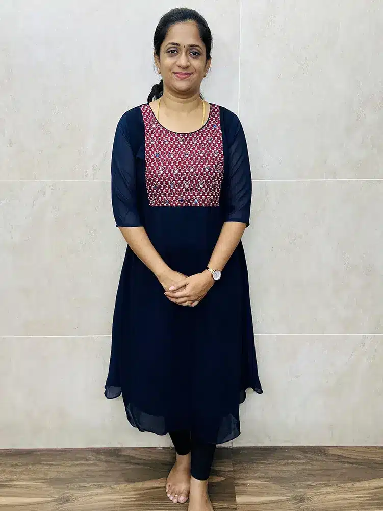 (Blue) Ready to wear Georgette top with handworked ajrakh patchwork