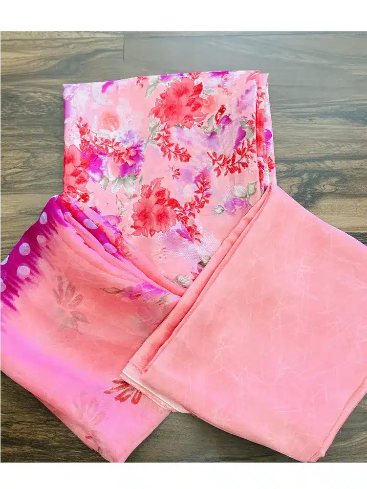 Printed crepe top with printed chiffon dupatta and printed crepe bottom