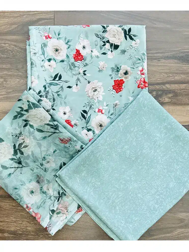 Printed crepe top with printed chiffon dupatta and printed crepe bottom