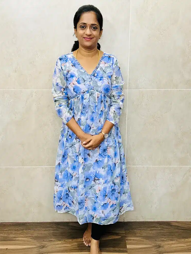 Ready to wear Alia cut Printed Georgette top with handworked yoke with lining