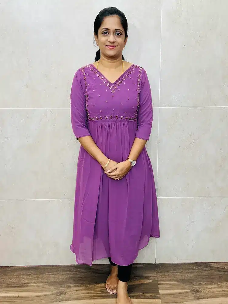 Ready to wear Georgette top with hand embroidered yoke with lining