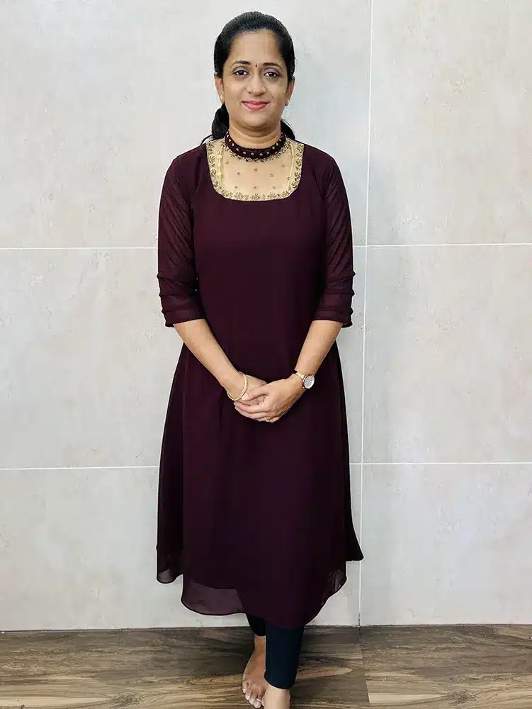 (Dark Maroonish brown) Ready to wear Beautifully handworked Georgette top with crepe lining