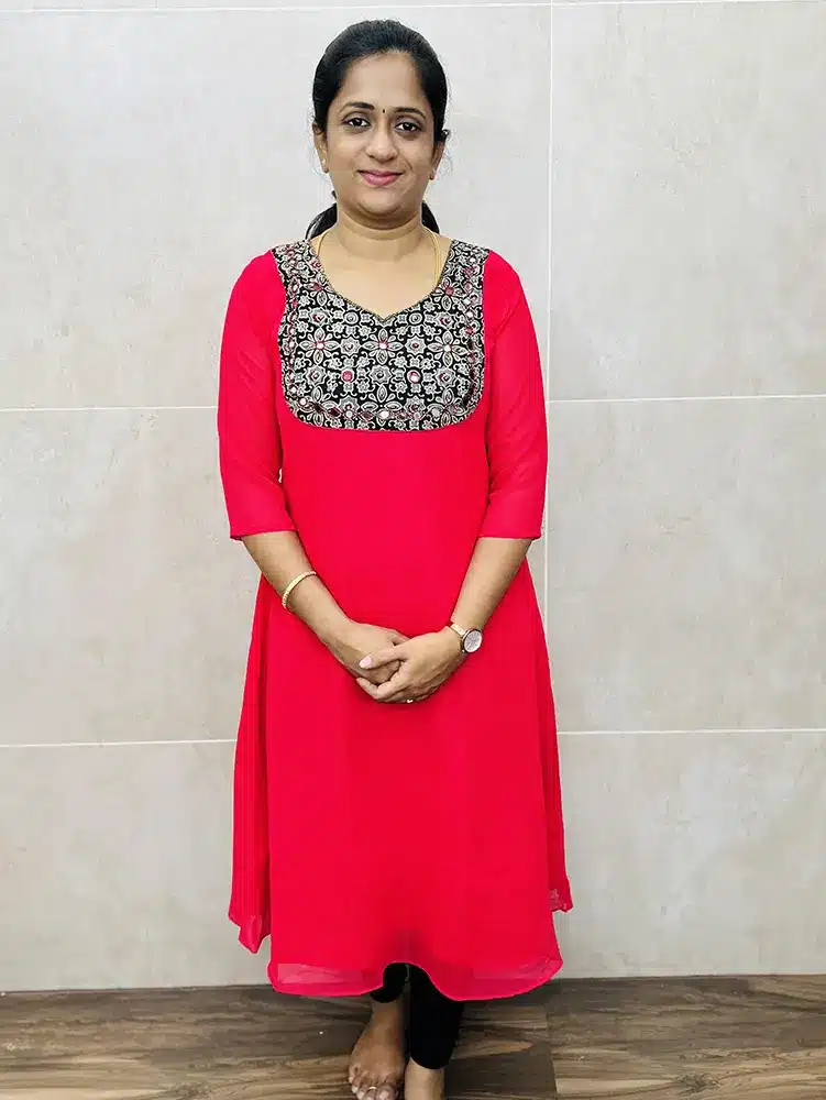 (Rani Pink) Ready to wear Georgette top with handworked Ajrakh yoke with lining