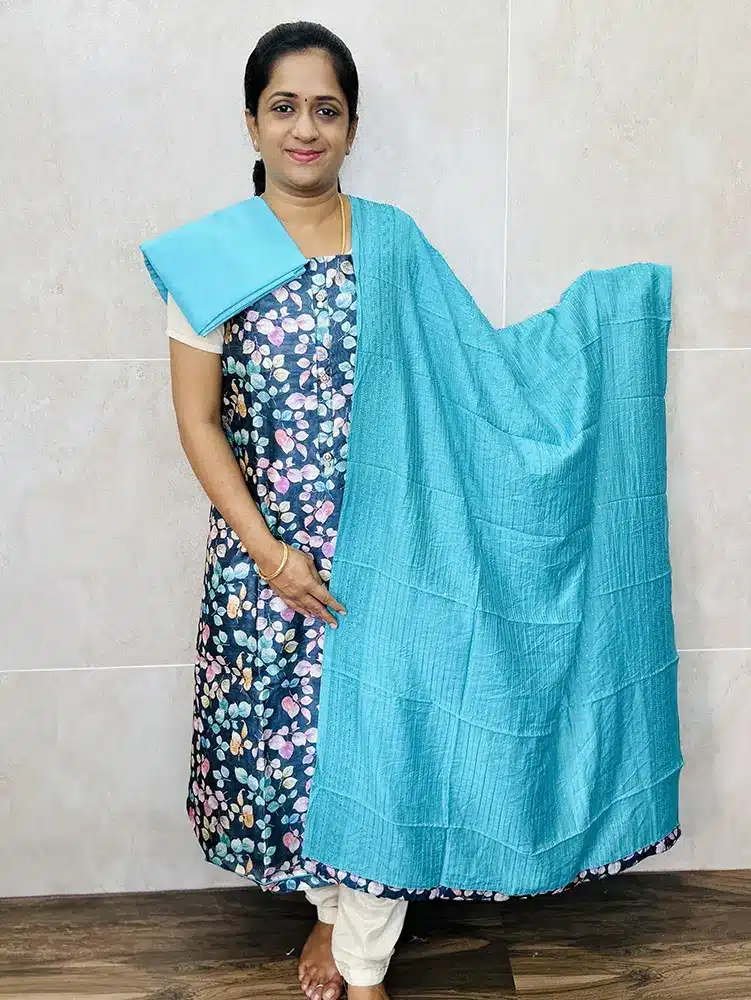 Printed Chanderi silk top with soft silk dupatta and silk bottom (lining included)
