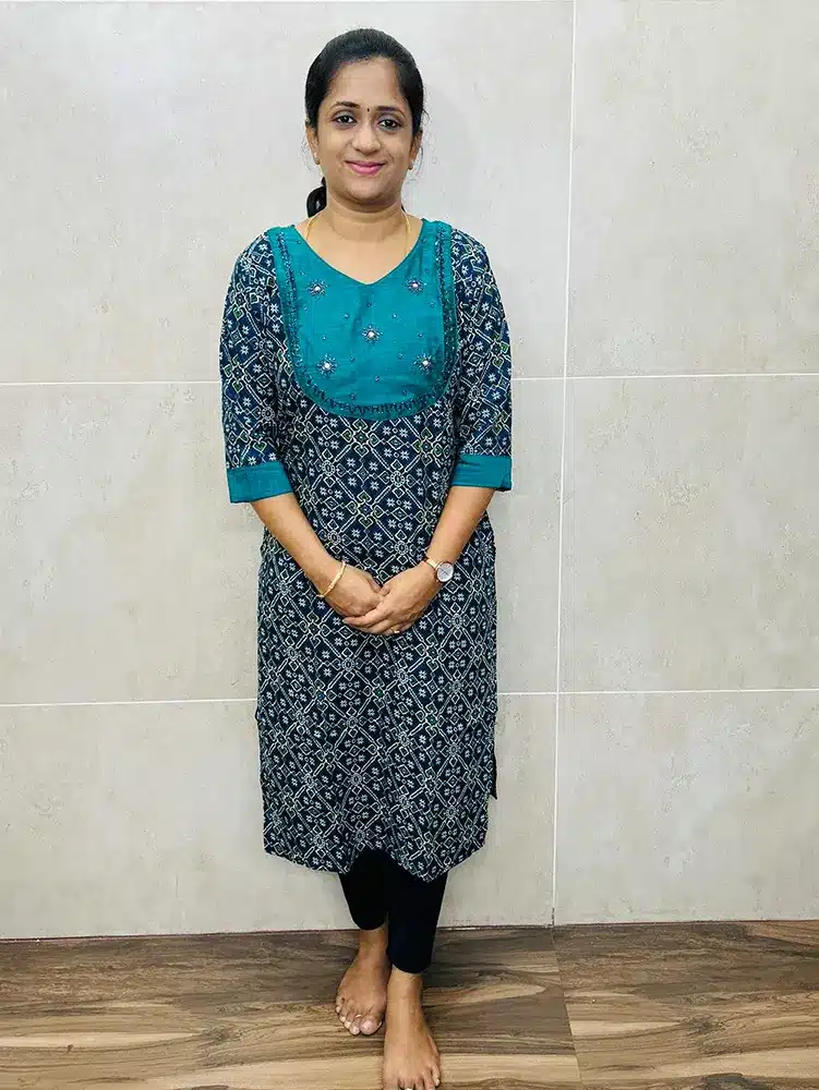 Ready to wear Pure cotton top with handworked slub silk patchwork on yoke