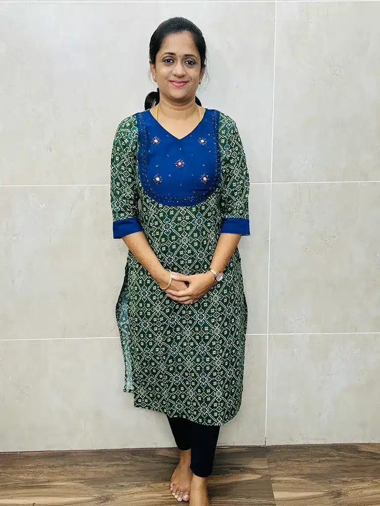 Ready to wear Pure cotton top with handworked slub silk patchwork on yoke