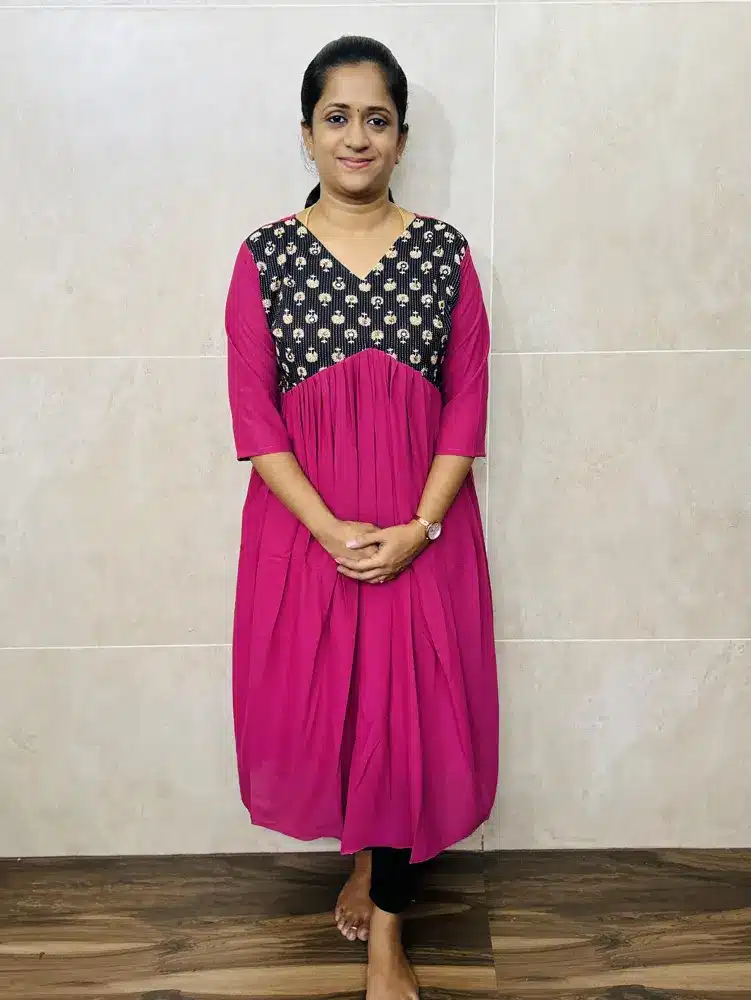 Georgette top with embroidered pure cotton yoke(Alia Cut Pattern)