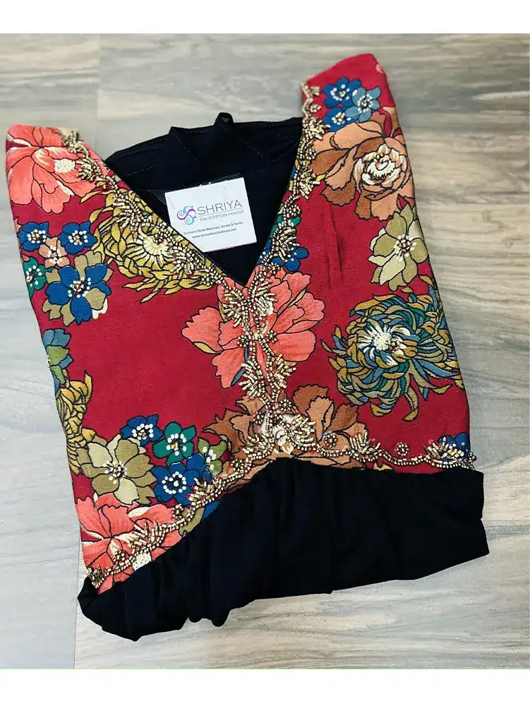 (Black) Ready to wear Stylish Alia Cut Georgette Top with Handworked Yoke - Image 2
