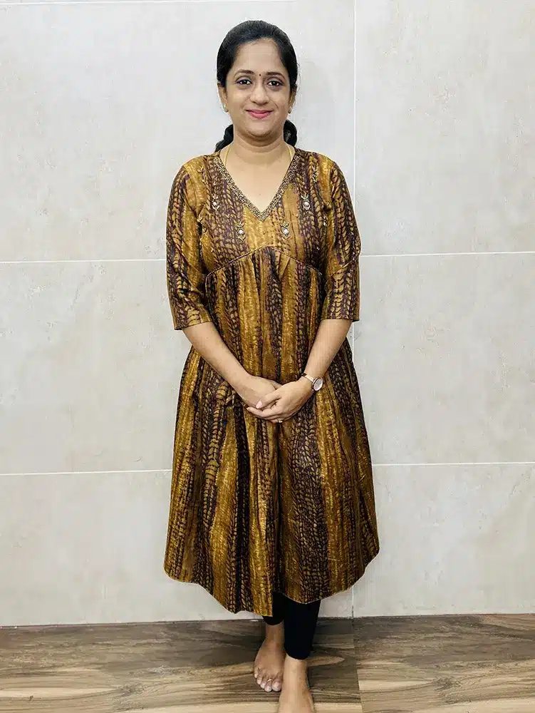 Tie n dyed cotton top with handworked yoke (Alia cut pattern)