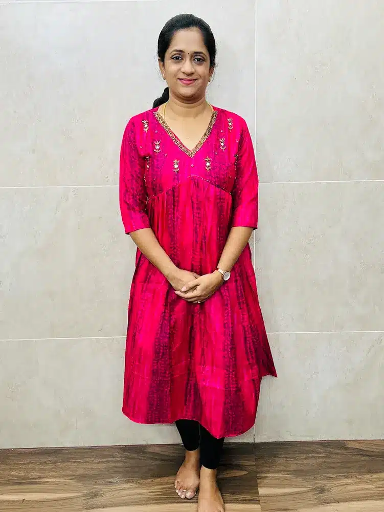 Tie n dyed cotton top with handworked yoke (Alia cut pattern)