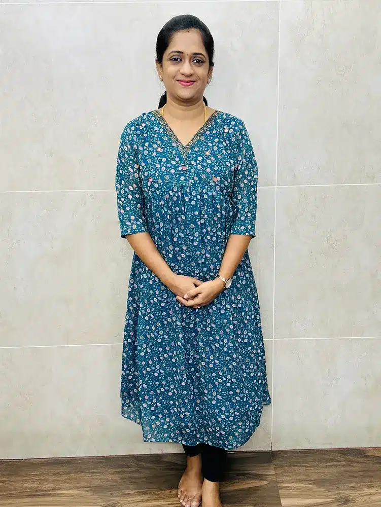 Ready to wear Printed Georgette top with handworked yoke (Alia Cut Pattern) with lining