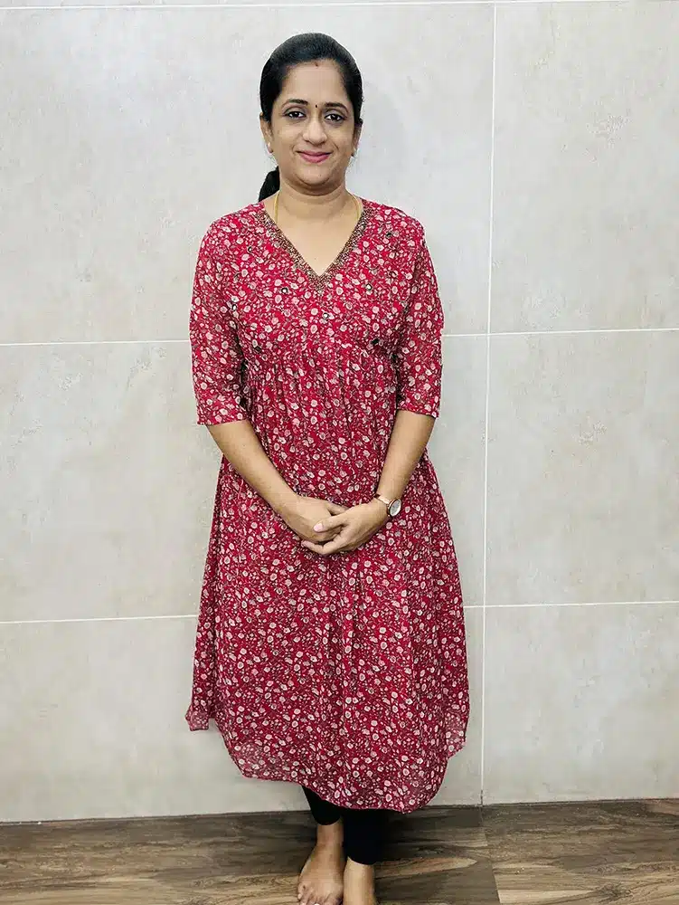 Ready to wear Printed Georgette top with handworked yoke (Alia Cut Pattern) with lining