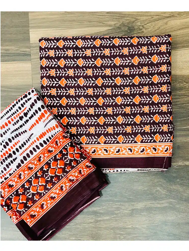 Printed jaipur cotton top with cotton dupatta and cotton bottom