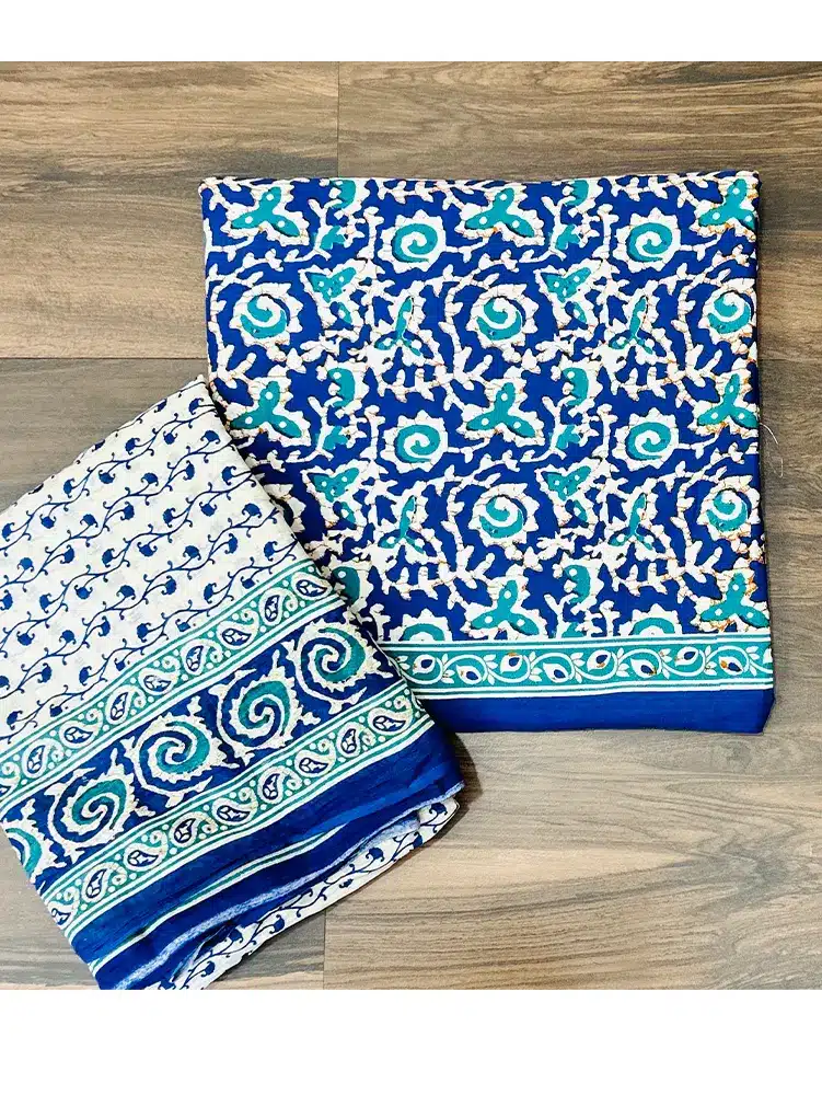 Printed jaipur cotton top with cotton dupatta and cotton bottom