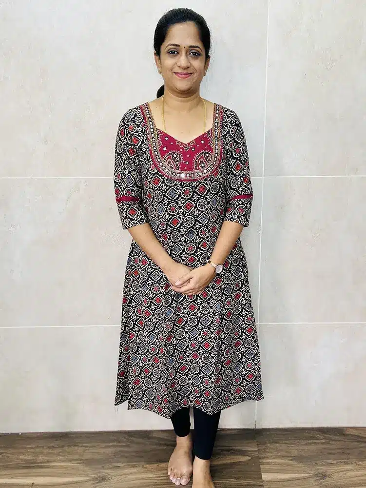Batik printed cotton top with heavy hand embroidered yoke (Aline pattern)