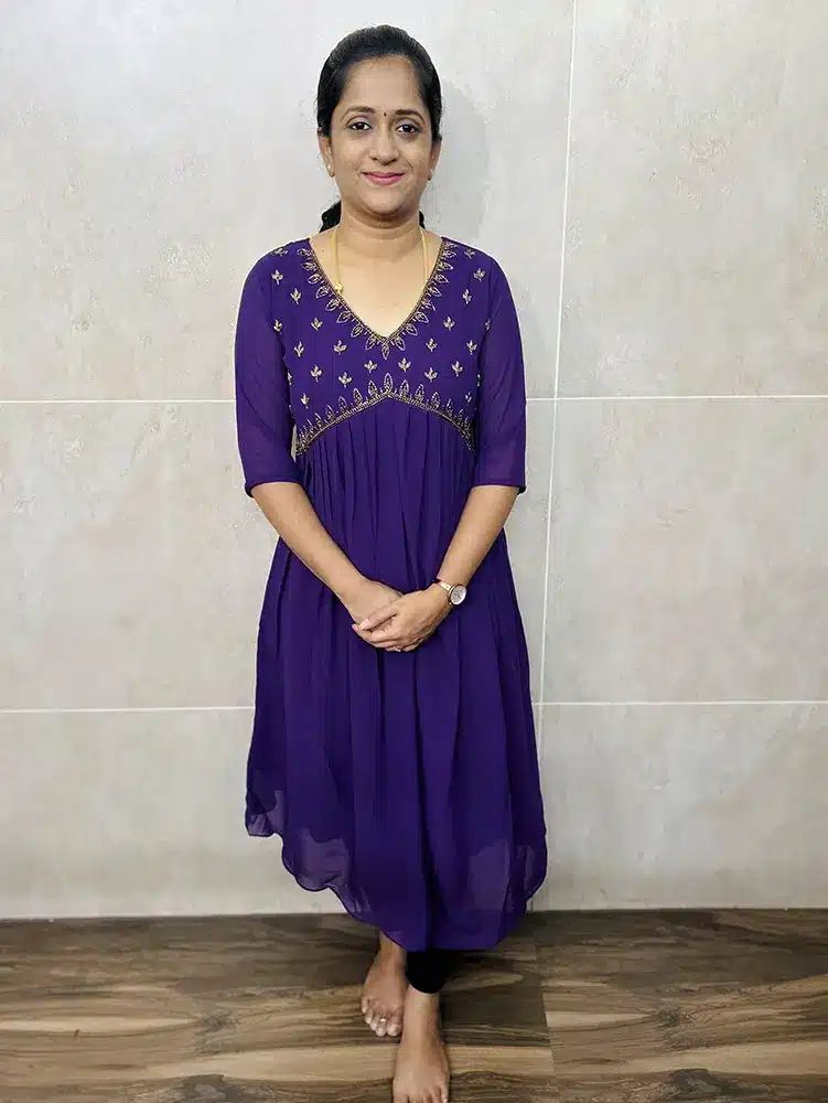 (Violet) Georgette top with heavy handwork on yoke (Alia Cut)