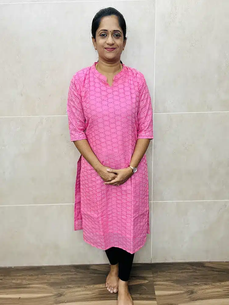 (Rose milk pink) Acoba cotton Kurti with cotton lining (Straight Cut)