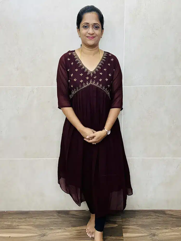 (Maroon) Georgette top with heavy handwork on yoke (Alia Cut)