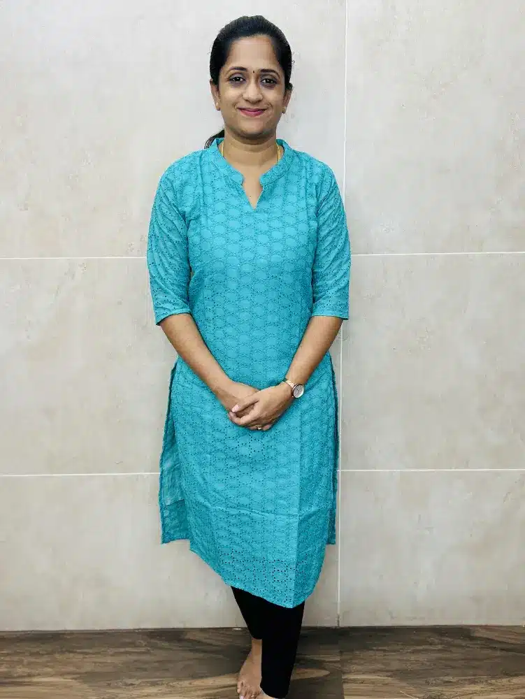 (Rama Blue) Acoba cotton Kurti with cotton lining (Straight Cut)