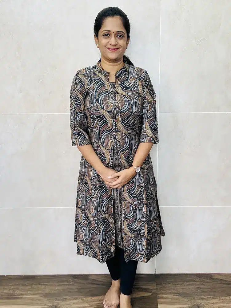 (Black) Printed premium Rayon top with Rayon overcoat (with openable buttons)