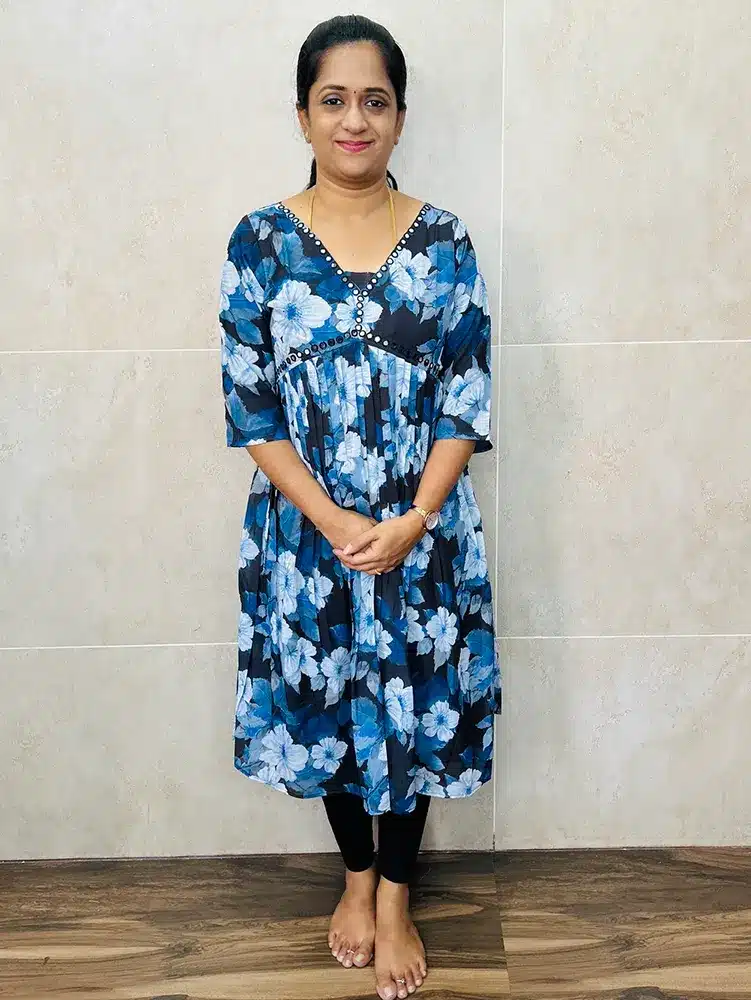 Digital printed Imported Georgette top with mirror worked yoke (Alia Cut Pattern)