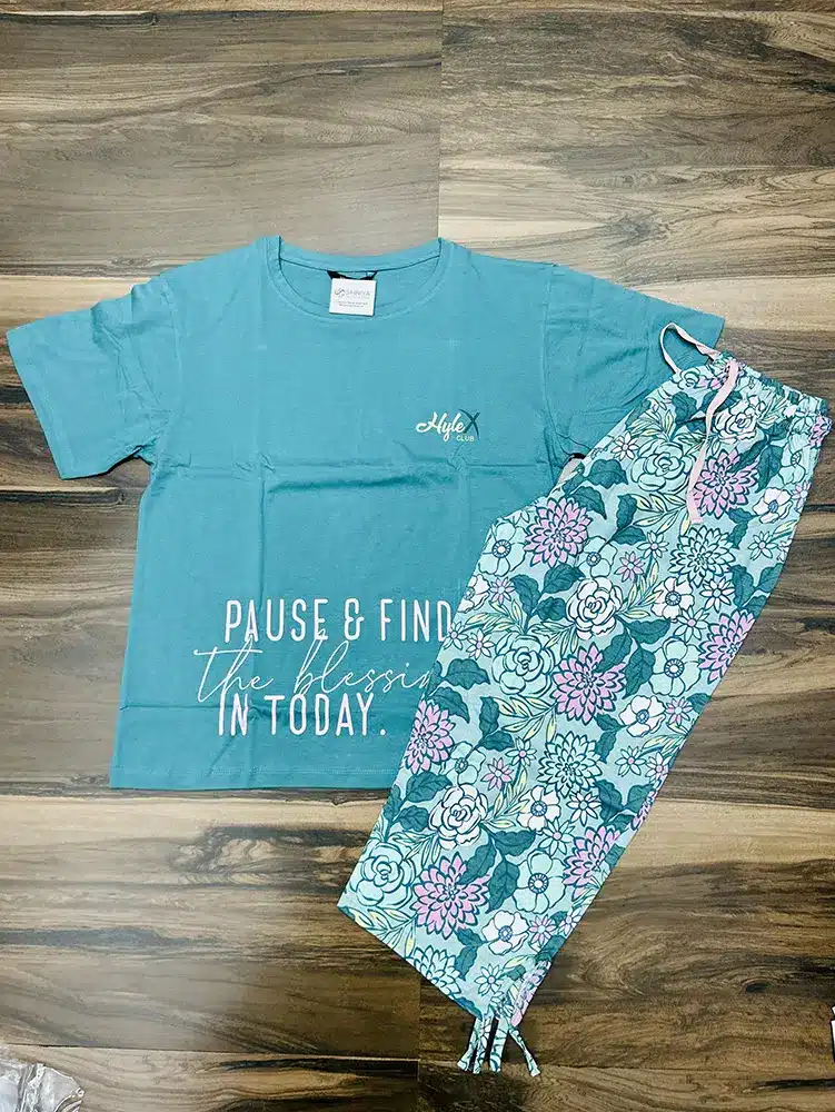 Premium hosiery cotton T-shirt with printed hosiery Capri pant